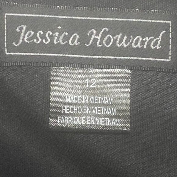 JESSICA HOWARD Black Velvet Burnout Floral Balloon Sleeve Dress 90s Y2K 12 - Picture 13 of 16